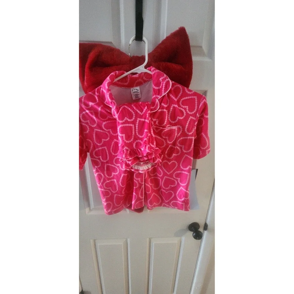 NEW Art Class Girls 2pc Hearts Short Sleeve Pajama Set Pink Large 10/12‎